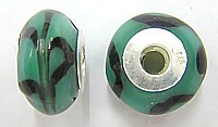 Pandorastyle 18mm d.turkoois/zwart 925 zilverkern
