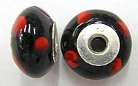 Pandorastyle 18mm zwart/rood 925 zilverkern