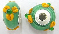 Pandorastyle 18mm aqua/oranjke 925 zilverkern