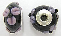 Pandorastyle 18mm rzwart/mauve 925 zilverkern