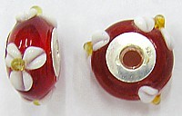 Pandorastyle 18mm tr.rood/wit 925 zilverkern