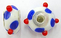 Pandorastyle 18mm wit/rood+blauw 925 zilverkern