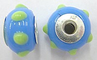 Pandorastyle 18mm l.blauw/l.groen 925 zilverkern
