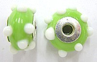 Pandorastyle 20mm l.groen/wit 925 zilverkern