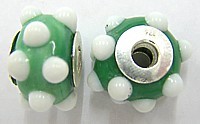 Pandorastyle 18mm groen/wit 925 zilverkern