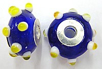 Pandorastyle 20mm blauw/wit+oranjegeel 925 zilverk