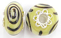 Pandorastyle 18mm geel/zwart verzilverde kap