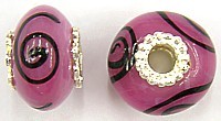 Pandorastyle 18mm lila/zwart verzilverde kap
