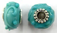 Pandorastyle 18mm turkoois verzilverde kap