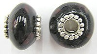 Pandorastyle 18mm zwart/d.bruin verzilverde kap