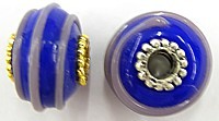 Pandorastyle 18mmblauw/grijs VERGULDE kap