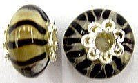 Pandorastyle 18mm rookgrijs/zwart verzilverde kap