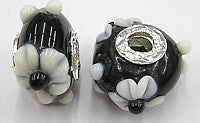 Pandorastyle 20mm zwart/wit verzilverde kap
