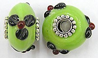 Pandorastyle 20mm groen/zwart verzilverde kap