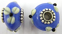 Pandorastyle 20mm l.blauw/wit verzilverde kap