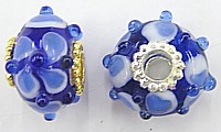 Pandorastyle 20mm blauw/wit+l.blauw VERGULDE kap