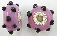 Pandorastyle 20mm lila/zwart verzilverde kap