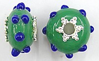 Pandorastyle 20mm groen/blauw verzilverde kap