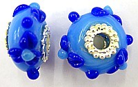 Pandorastyle 20mm blauw/l.blauw VERGULDE kap