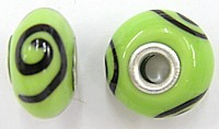 Pandorastyle kraal 18mm l.groen/zwart