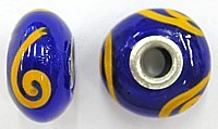 Pandorastyle kraal 18mm blauw/oranje