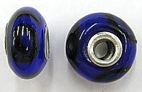 Pandorastyle kraal18mm blauw/zwart