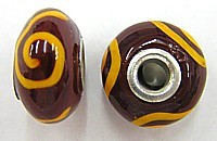 Pandorastyle kraal 18mm roodbruin/oranje