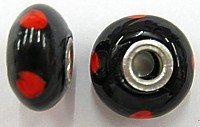 Pandorastyle kraal 18mm zwart/rood