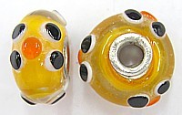 Pandorastyle kraal 18mm tr.oranje/wit+zwart