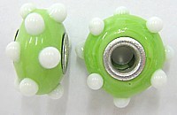 Pandorastyle kraal 20mm l.groen/wit