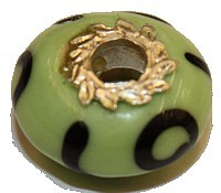 Pandorastyle 20mm groen/zwart verzilverde kap