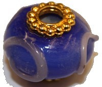 Pandorastyle 20mm blauw/mauve verzilverde kap