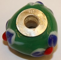 Pandorastyle 18mm groen/bloem 925 zilverkern