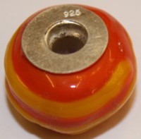 Pandorastyle 18mm oranje/geel 925 zilverkern