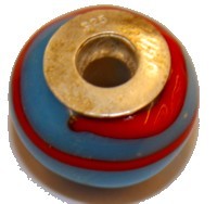 Pandorastyle 18mm blauw/rode streep 925 zilverkern