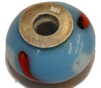 Pandorastyle 18mm blauw/oranje str. 925 zilverkern