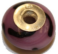 Pandorastyle 18mm fuchsia/zwart 925 zilverkern