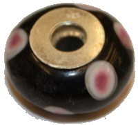 Pandorastyle 18mm zwart/witte vlek 925 zilverkern