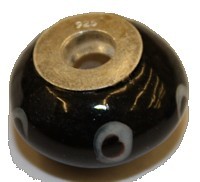 Pandorastyle 18mm zwart/witte stip 925 zilverkernP
