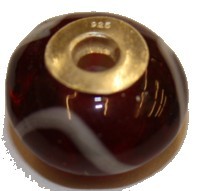Pandorastyle 18mm rd. bruin/wit 925 zilverkern