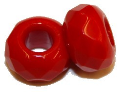 Glaskraal 9x14mm 5mm gat koraalrood p.st.