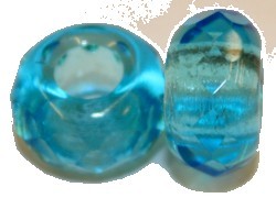 Glaskraal 9x14mm 5mm gat aquamarijn p.st.