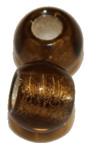 Glaskraal 12mm gat 5mm smoketopaas bronzek. p.st.