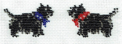 Borduurpakket  2 Schnauzer hondjes 5x16cm