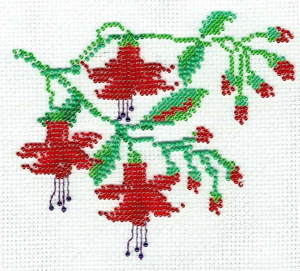 Borduurpakket Fuchsia 12x14cm.