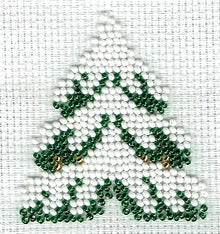 Borduurpakket kerstboom met sneeuw 7x6cm