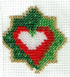 Borduurpakket kerstster met hart 6x6cm