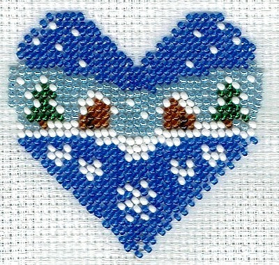 Borduurpakket hart sneeuwlandschap 8x8cm