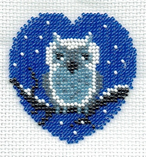 Borduurpakket hart met uil 8x8cm