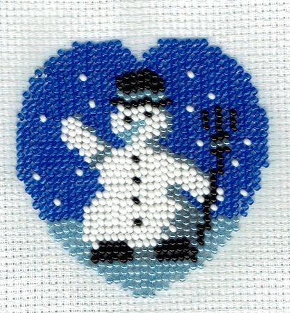 Borduurpakket hart met sneeuwpop 8x8cm